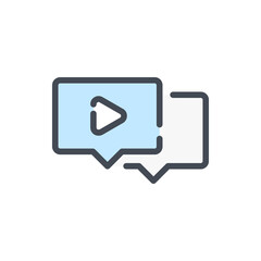 Video message color line icon. Video communication and online dialogue vector outline colorful sign.