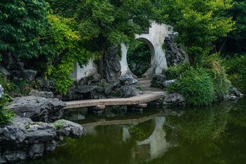 Fototapeta na wymiar Inside view of a Chinese garden in Suzhou, China.