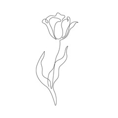 Fototapeta na wymiar Flower One Line Drawing. Hand Drawn Minimalism Style of Simple Flower Line Art Drawing. Abstract Contemporary Design Template for Covers, t-Shirt Print, Postcard, Banner etc. Vector EPS 10