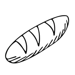 Cute single vector element-white bread, on the theme of bakery products, baking. Hand-drawn sketch illustrations for the design of restaurants, bakeries, cafes, advertising, prints, emblems and logos.