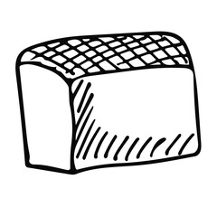 Cute single vector element-a loaf, on the theme of bakery products, baking. Hand-drawn sketch illustrations for the design of restaurants, bakeries, cafes, advertising, prints, emblems and logos.