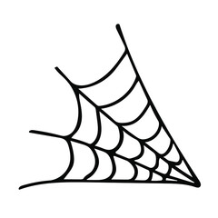 Cute vector illustration of a corner spider web. Hand-drawn sketch elements for Halloween design, greetings, invitations, advertising, prints.