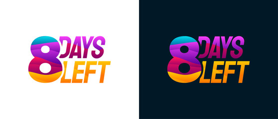 Modern Colorful Countdown left days banner, number of days left badge for promotion, countdown sales vector illustration