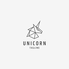Unicorn polygonal outline logo icon design template vector illustration © SachyStd