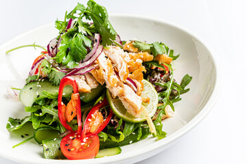 salad with fresh chicken and vegetables