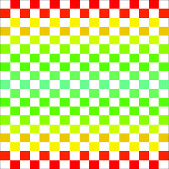 The red pattern gradients come to the center of the picture, written on top and bottom.