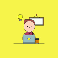 Focus work from home Illustration. modern simple vector icon, flat graphic symbol in trendy flat design style. wallpaper. lockscreen. pattern. frame, background, backdrop, sign, logo.