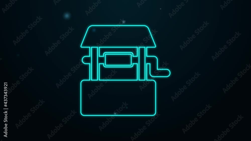 Canvas Prints glowing neon line well icon isolated on black background. 4k video motion graphic animation