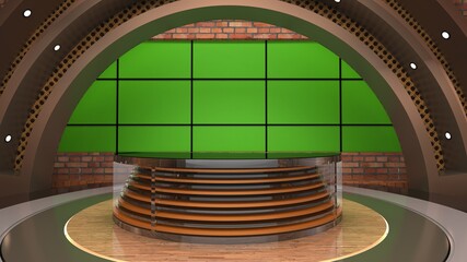 Classic indoor 3D virtual studio_3d illustration