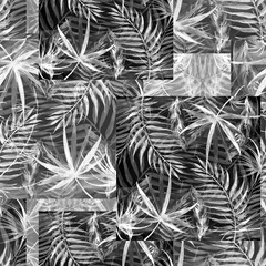 Watercolor palm leaf seamless  pattern. Tropical leaves. Jungle, hawaii. Bright Rapport for Paper, Textile, Wallpaper. Tropical leaves watercolor. Exotic tropical palm tree. Abstract background, Shawl