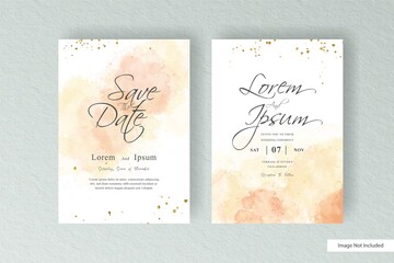 Editable Wedding invitation card set template with Watercolor splash