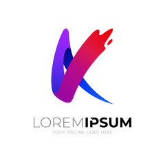 Letter K logo and swoosh design template, colorful style