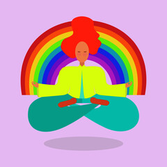 yoga with rainbow