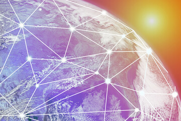 Connection for digital global internet business, worldwide network connect technology, telecommunications and world cryptocurrency, iot blockchain concept, Element of the image provided by NASA