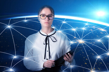 foreign language training for travel, free communication abroad, work concept, Element of the image provided by NASA