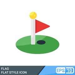 flag golf icon in flat style isolated on white background. EPS 10
