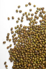 soybean seeds on white background