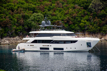  luxury yacht anchored at corfu beach