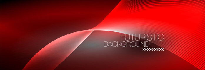 Abstract neon glowing light in the dark with waves. Shiny magic energy and motion concept, vector abstract wallpaper background