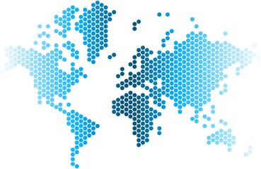 Fototapeta na wymiar Blue circle world map on white background.