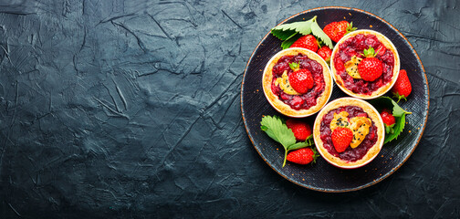 Summer tartlets with strawberries