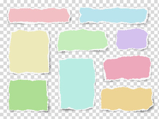 Set of paper scraps of different shapes and different colors  isolated on transparent 