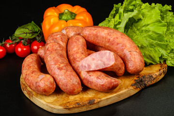 Natural meat sausages with minced meat