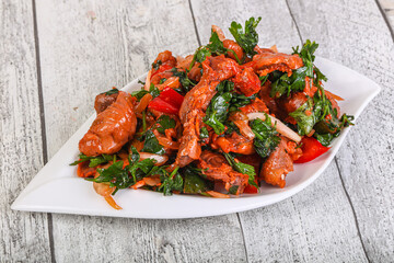 Marinated chicken breast slices with cilantro