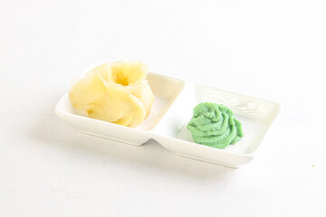 Ginger and wasabi in the bowl