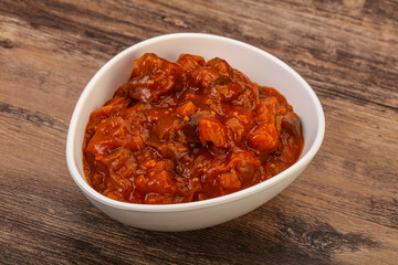 Eggplant saute with tomato and herbs