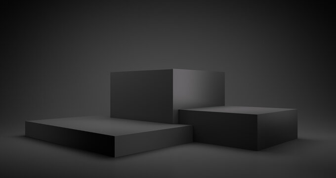 Abstract geometric black winner podium - 3d illustration	
