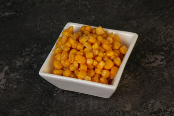 Sweet corn seeds in the bowl