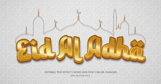 Golden Eid al adha text effect style