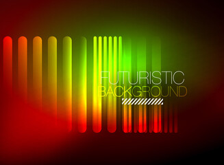 Bright neon color techno abstract background, shiny glowing neon lines in the dark background