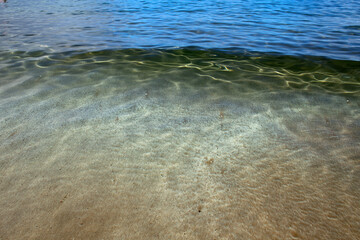 Summer vacation, holiday background of a tropical beach and blue sea. Hawaii beach.