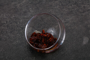 Fried chili pepper sauce with oil