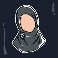 Baby Female Muslim Cute Flat Illustration