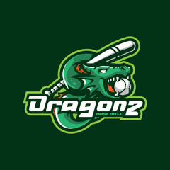 Dragon mascot logo design vector with modern illustration concept style for badge, emblem and t shirt printing. Baseball dragon illustration for sport and esport team.