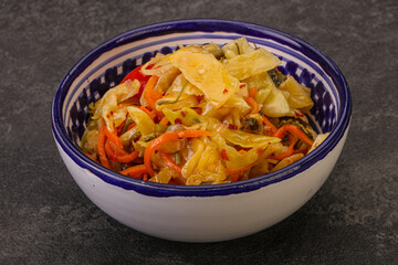 Spicy pickled cabbage with carrot