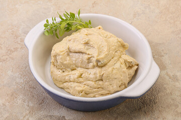 Vegan food - hummus with olive oil