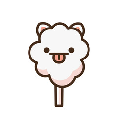 Cotton candy emoji vector character.