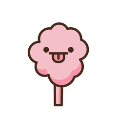 Anime style cartoon sweet food. Cotton candy emoji vector character.