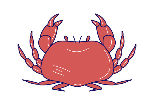 recommend clip art: Cute hand drawn red crab. Funny sea crab icon vector illustration.