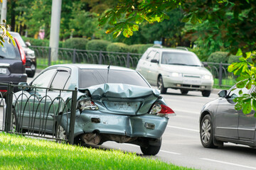 photo of the car after a traffic accident.