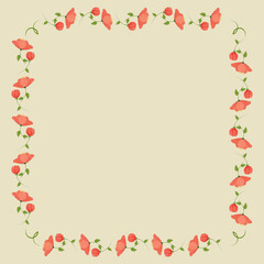 Vector flowers. Beautiful wreath. Elegant floral frame with isolated green leaves and pink  flowers, vector watercolor. Design for invitation, wedding or greeting cards