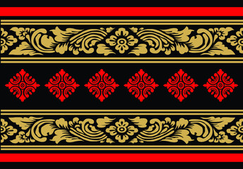 Geometric Indonesian batik motifs with distinctive Balinese floral pattern