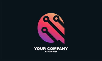 stock illustration  modern pixel chat logo designs concept vector chat tech logo template technology logo symbol