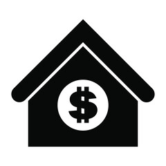black and white flat style bank icon