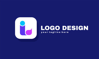 stock illustrator abstract letter L logo with gradient design concept of future and forward