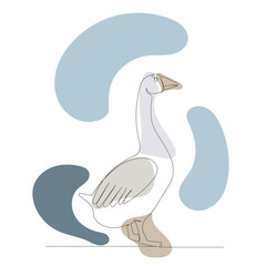 goose drawing by one continuous line isolated, vector